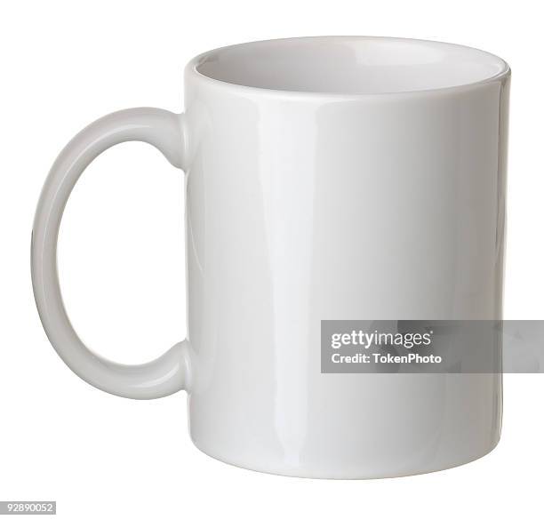 plain white coffee mug isolated on white background - white coffee cup stock pictures, royalty-free photos & images