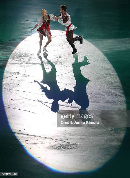 Ekaterina Bobrova and Dmitri Soloviev of Russia perform in the Gala Exhibition on the day three of ISU Grand Prix of Figure Skating NHK Trophy at Big...