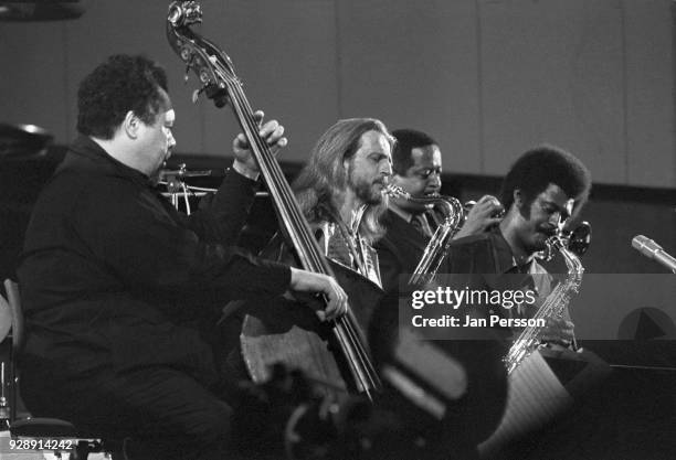 American jazz double bass player Charles Mingus performing with Bobby Jones, Eddie Preston and Charles McPherson at Berliner Jazz Tage, Berlin,...