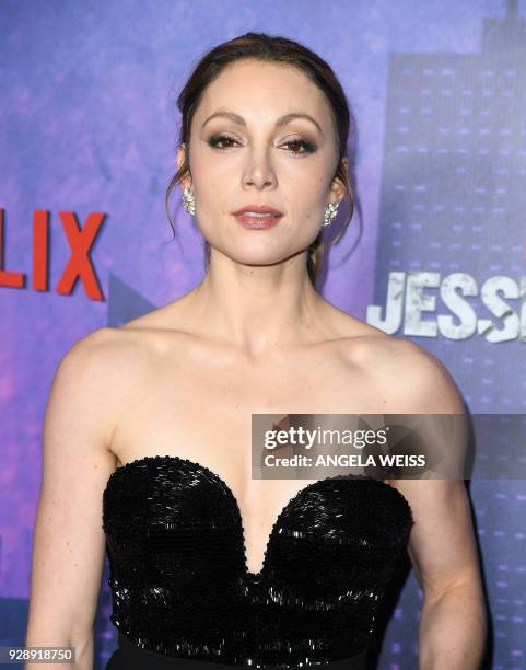 Leah Gibson attends Netflix's 'Marvel's Jessica Jones' Season 2 Premiere at AMC Loews Lincoln Square on March 7, 2018 in New York. / AFP PHOTO /...