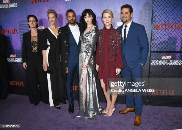 Carrie-Anne Moss, Janet McTeer, Eka Darville, Krysten Ritter, Rachael Taylor and J.R. Ramirez attend Netflix's 'Marvel's Jessica Jones' Season 2...