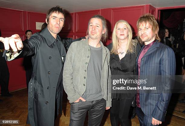 Liam Galagher, Jason Starkey, Lee Starkey and Zak Starkey attend the launch of Liam Gallaghers clothing line, Pretty Green, at the Gore Hotel on...