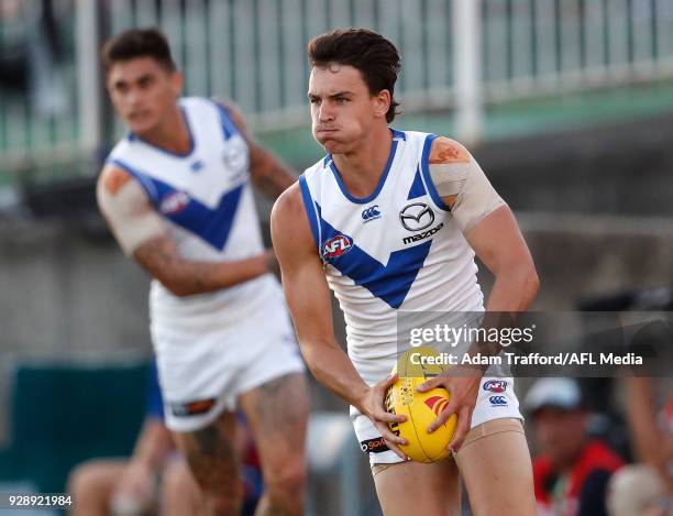 Luke Davies-Uniacke of the Kangaroos in action during the AFL 2018 JLT Community Series match between the Richmond Tigers and the North Melbourne...