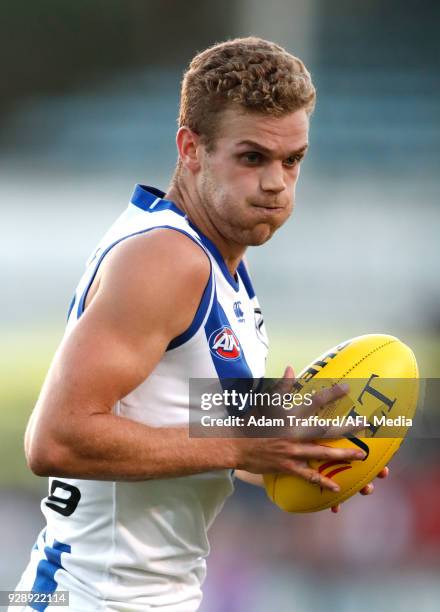 Ed Vickers-Willis of the Kangaroos in action during the AFL 2018 JLT Community Series match between the Richmond Tigers and the North Melbourne...