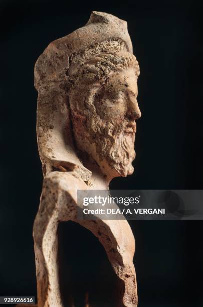 Bearded fictile bust, known as Poseidon's, from Erice, Sicily, Italy. Magna Graecia civilization, 5th century BC.