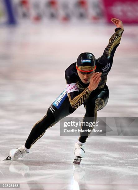 Keiichiro Nagashima of Japan competes in the men 500 m - Division A race during the Essent ISU World Cup Speed Skating on November 8, 2009 in Berlin,...