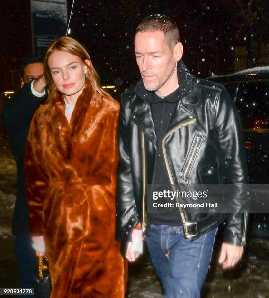 Actress/Model Kate Bosworth and Michael Polish are seen walking in Soho in the Snow on March 7, 2018 in New York City.