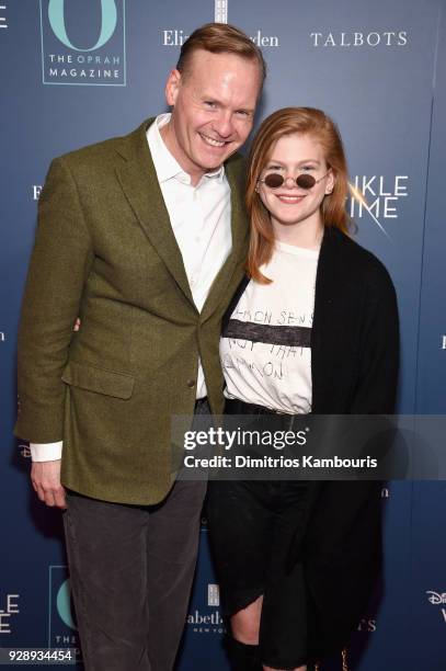 John Dickerson and daughter attend as O, The Oprah Magazine hosts special NYC screening of "A Wrinkle In Time" at Walter Reade Theater at Walter...