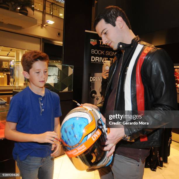 Alexander Rossi , TAG Heuer Ambassador and 2016 iNDIANPOLIS 500 Champion attends the TAG Heuer Indy Car Season Kick off event on March 7, 2018 in...