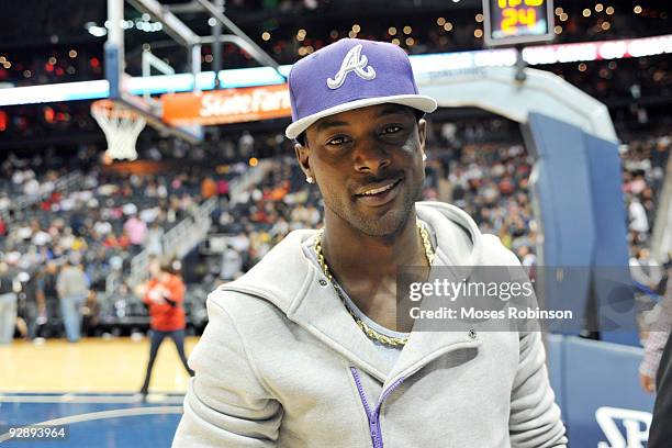 Actor Lance Gross attends the Denver Nuggets game against the Atlanta Hawks at Philips Arena on November 7, 2009 in Atlanta, Georgia.