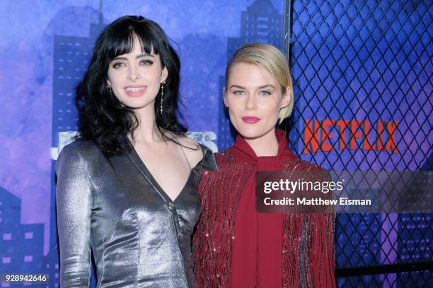 Krysten Ritter and Rachael Taylor attend the "Jessica Jones" Season 2 New York Premiere at AMC Loews Lincoln Square on March 7, 2018 in New York City.