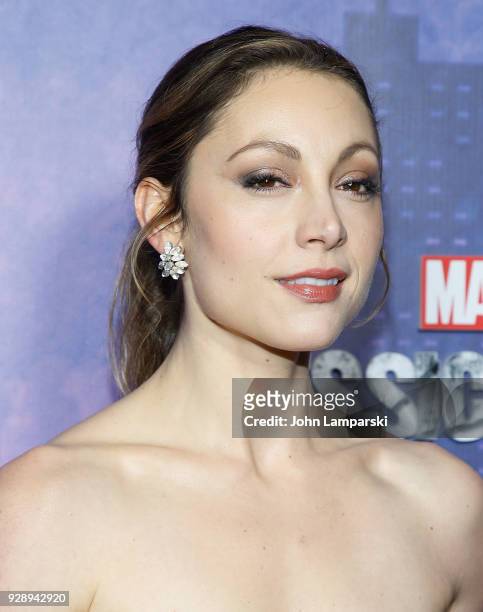 Leah Gibson attends "Jessica Jones" season 2 New York Premiere at AMC Loews Lincoln Square on March 7, 2018 in New York City.