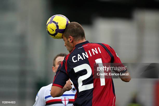 Michele Canini of Cagliari in action during the Serie A match between Cagliari and UC Sampdoria at Stadio Sant'Elia on November 8, 2009 in Cagliari,...