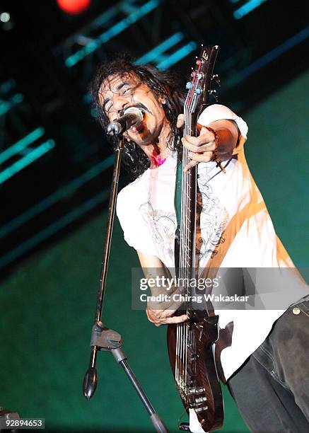 Chintan Kalra of Parikrama performs on stage at A-Star Rock Concert held At Chitrakoot Ground on November 7, 2009 in Mumbai, India.