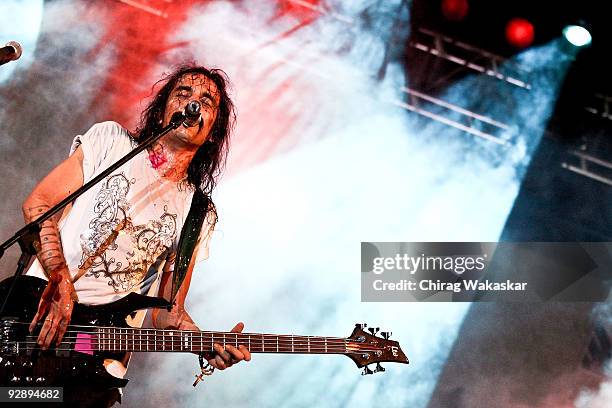 Chintan Kalra of Parikrama performs on stage at A-Star Rock Concert held At Chitrakoot Ground on November 7, 2009 in Mumbai, India.