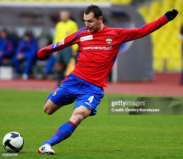 Sergei Ignashevich of PFC CSKA Moscow in action during the Russian Football League Championship match between PFC CSKA Moscow and FC Rubin Kazan at...