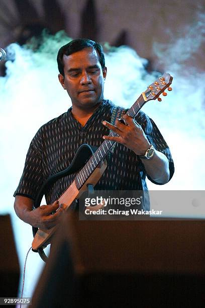 Susmit Sen of Indian Ocean performs on stage at A-Star Rock Concert held at Chitrakoot Ground on November 7, 2009 in Mumbai, India.