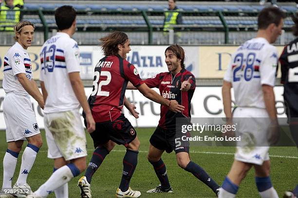 Alessandro Matri of Cagliari celebrates a goal during the Serie A match between Cagliari and UC Sampdoria at Stadio Sant'Elia on November 8, 2009 in...