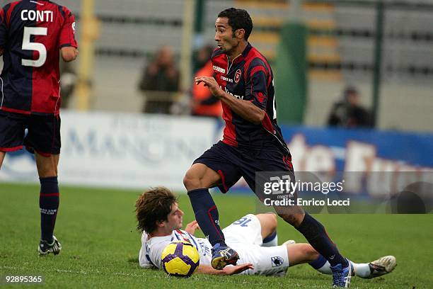 Neves Capucho Jeda of Cagliari in action during the Serie A match between Cagliari and UC Sampdoria at Stadio Sant'Elia on November 8, 2009 in...