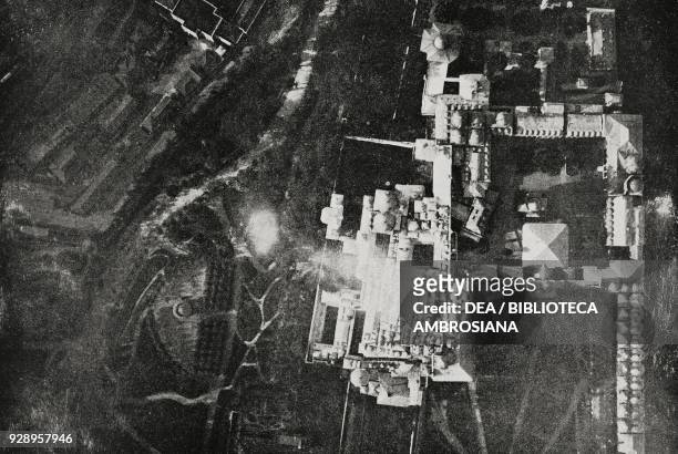 Aerial photograph of the Top Hane Mosque and the imperial kiosk taken by the first Squadra aerea del Levante during the Rome-Constantinople...
