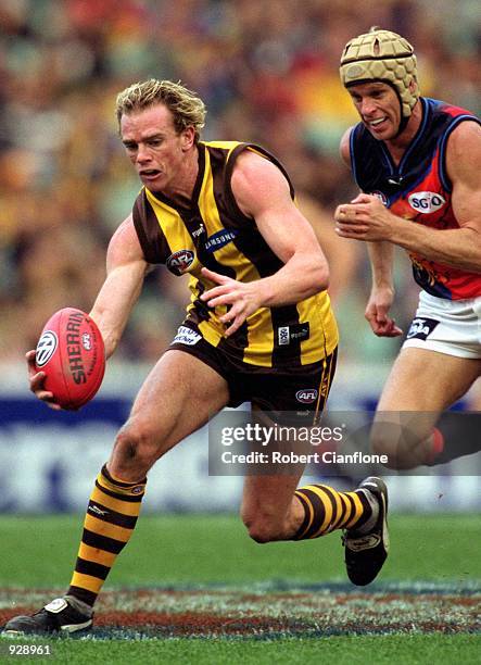 Rayden Tallis for Hawthorn in action during round eight of the AFL season match played between the Hawthorn Hawks and the West Coast Eagles held at...