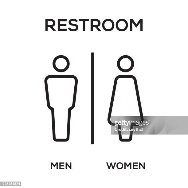 illustrazioni stock, clip art, cartoni animati e icone di tendenza di wc / piastra della porta del water. uomini e donne firmano per il bagno. - uomini