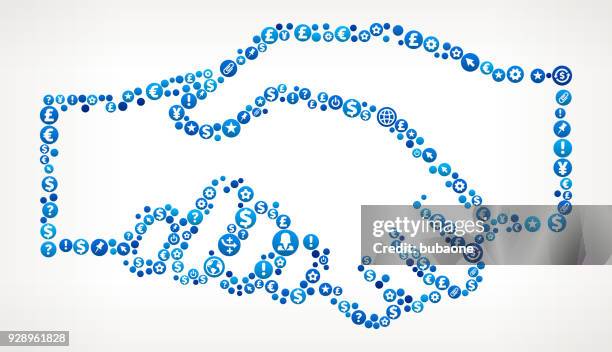 handshake business and finance blue icon pattern - hello world stock illustrations