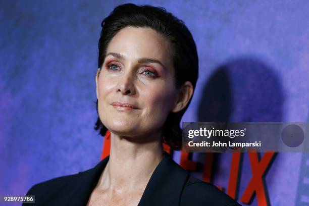 Carrie-Anne Moss attends "Jessica Jones" season 2 New York Premiere at AMC Loews Lincoln Square on March 7, 2018 in New York City.