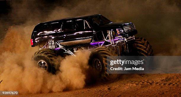 Monster truck Escalade during a freestyle competition of the Monster Jam Exhibition Tour at Autodromo Hermanos Rodriguez on November 7, 2009 in...