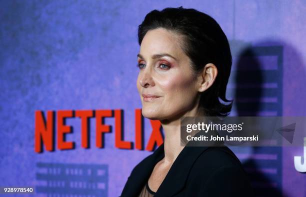 Carrie-Anne Moss attends "Jessica Jones" season 2 New York Premiere at AMC Loews Lincoln Square on March 7, 2018 in New York City.