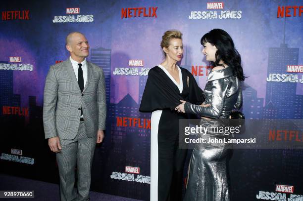 Joe Coleman, Janet McTeer and Krysten Ritter attend "Jessica Jones" season 2 New York Premiere at AMC Loews Lincoln Square on March 7, 2018 in New...