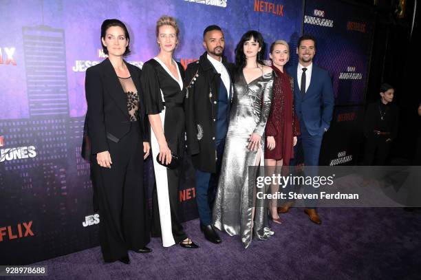 Carrie-Anne Moss, Janet McTeer, Eka Darville, Krysten Ritter, Melissa Rosenberg, Rachael Taylor and J.R. Ramirez attend "Jessica Jones" Season 2 New...