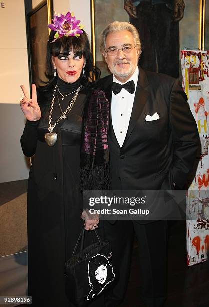 Rock singer Nina Hagen and opera singer Placido Domingo attend the Free Your Mind Award Presentation at the Cinema For Peace charity dinner at the...