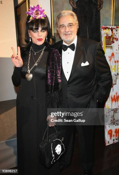 Rock singer Nina Hagen and opera singer Placido Domingo attend the Free Your Mind Award Presentation at the Cinema For Peace charity dinner at the...