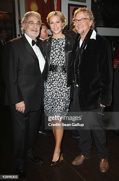 Singer Placido Domingo, Verena Kerth and Martin Krug attend the Free Your Mind Award Presentation at the Cinema For Peace charity dinner at the China...