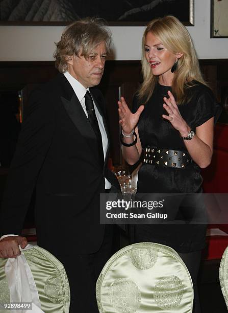 Sir Bob Geldof and Dr. Carolin Copeland attend the Free Your Mind Award Presentation at the Cinema For Peace charity dinner at the China Club on...