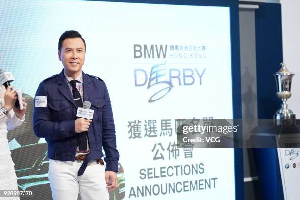 Actor Donnie Yen attends 2018 BMW Hong Kong Derby Selections Announcement on March 7, 2018 in Hong Kong, China.