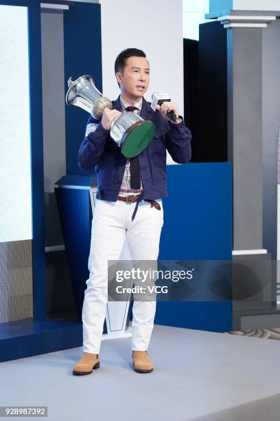 Actor Donnie Yen attends 2018 BMW Hong Kong Derby Selections Announcement on March 7, 2018 in Hong Kong, China.