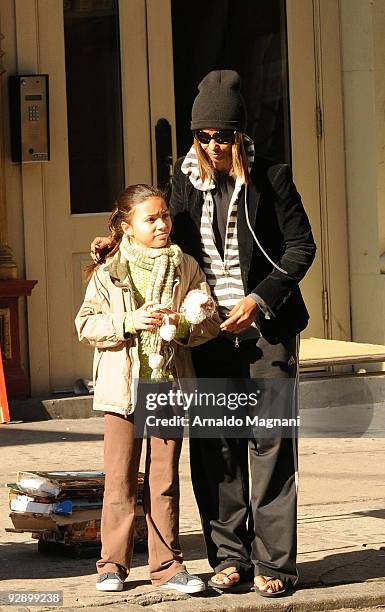Iman and daugther Alexandria Bowie walk in SoHo on November 8, 2009 in New York City.