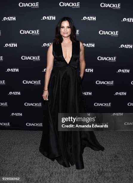 Actress Katrina Law arrives at Crackle's "The Oath" premiere at Sony Pictures Studios on March 7, 2018 in Culver City, California.