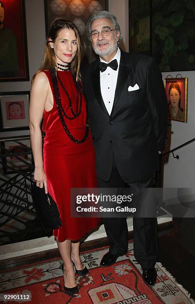 Celia von Bismarck and Placido Domingo attend the MTV Europe Music Awards Free Your Mind Award Presentation at the Cinema For Peace charity dinner at...