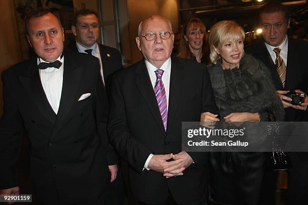 Russian Ambassador to Germany Vladimir Kotenev, Mikhail Gorbachev and his daughter Irina Virganskaya attend the MTV Europe Music Awards Free Your...
