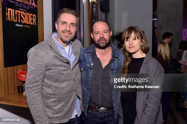 Martin Zandvliet, Rory Cochrane and Camilla Hjelm attend a special screening of Netflix's "The Outsider" on March 7, 2018 in Los Angeles, California.