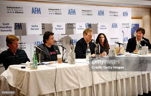 Scott Hamilton Kennedy, Sacha Gervasi, Matt Tyrnauer, Lisa Smithline, and Adam Chapnick attend the 2009 American Film Market - Day 5, The DIY...