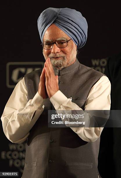 Manmohan Singh, India's prime minister, attends the World Economic Forum's India Economic Summit in New Delhi, India, on Sunday, Nov. 8, 2009. The...