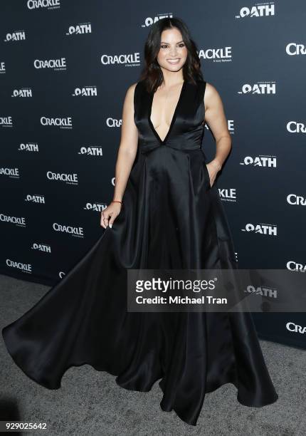 Katrina Law arrives to the Los Angeles premiere of Crackle's "The Oath" held at Sony Pictures Studios on March 7, 2018 in Culver City, California.