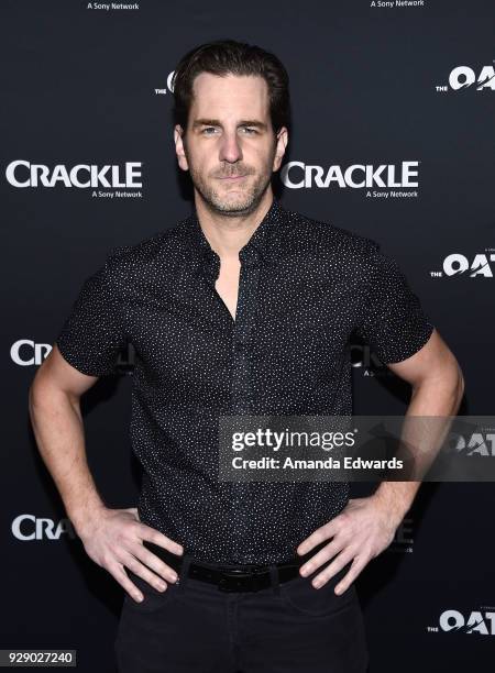 Actor Aaron Abrams arrives at Crackle's "The Oath" premiere at Sony Pictures Studios on March 7, 2018 in Culver City, California.