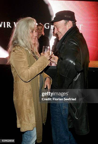 Actor Michael Mendl and Elisabeth Hagemann attend the afterparty of the Europe premiere of 2012 at subway station Potsdamer Platz, line U3 on...