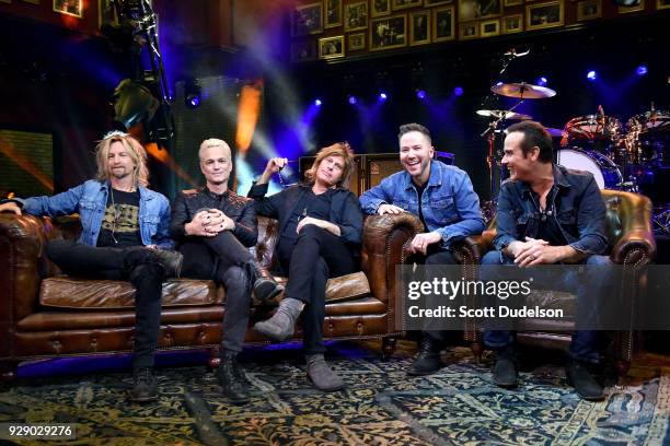 Musicians Eric Kretz, Jeff Gutt, Dean DeLeo, Ted Stryker and Robert DeLeo attend a live taping of AT&T AUDIENCE Network Music Series at Red Studios...