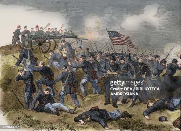 The Federals' last stand at Manassas, Virginia, United States of America, American Civil war, illustration from the magazine The Illustrated London...